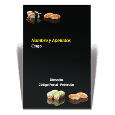 Tarjeta a una cara restaurante sushi